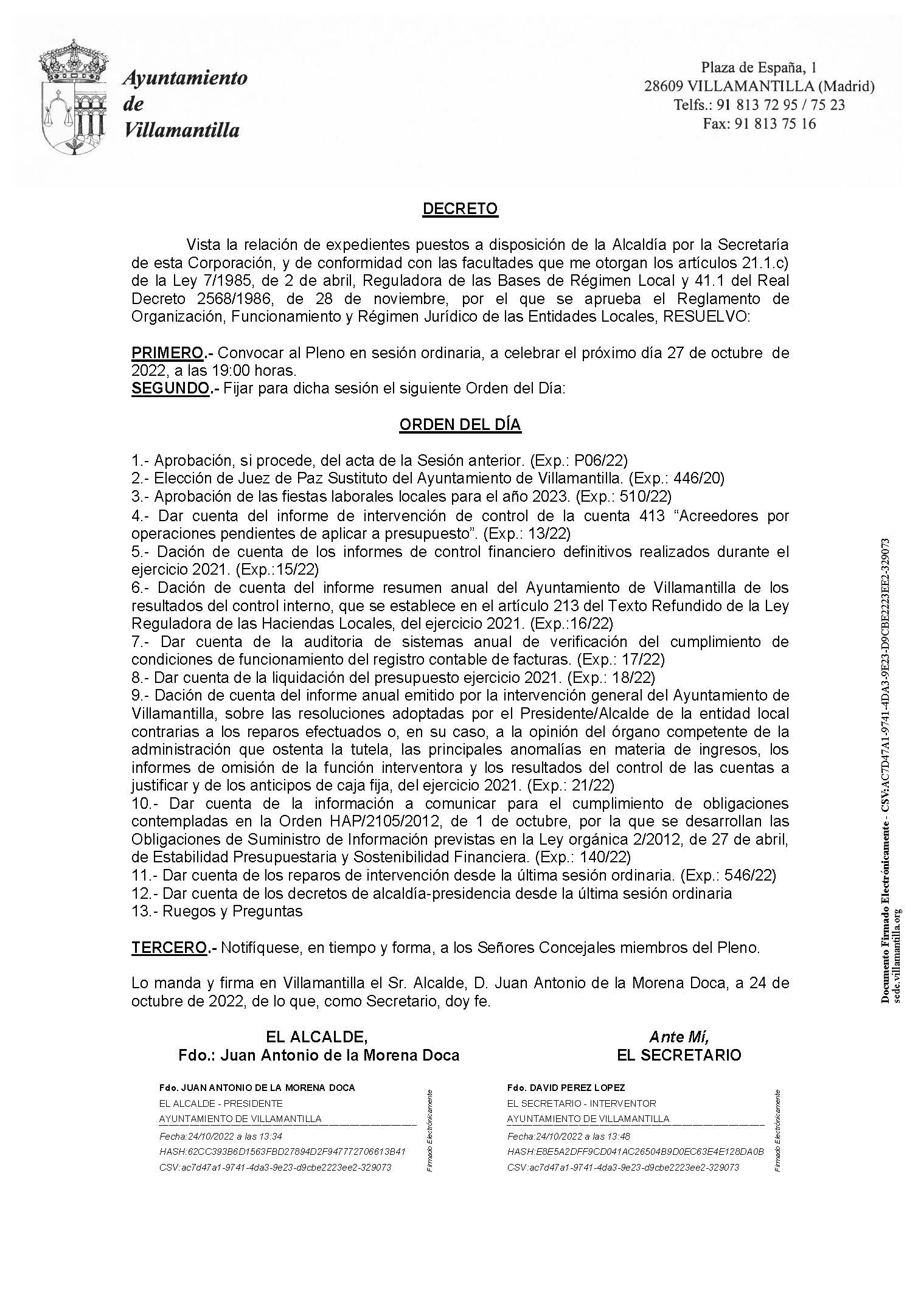 DECRETO CONVOCATORIA 30 OCTUBRE 2022