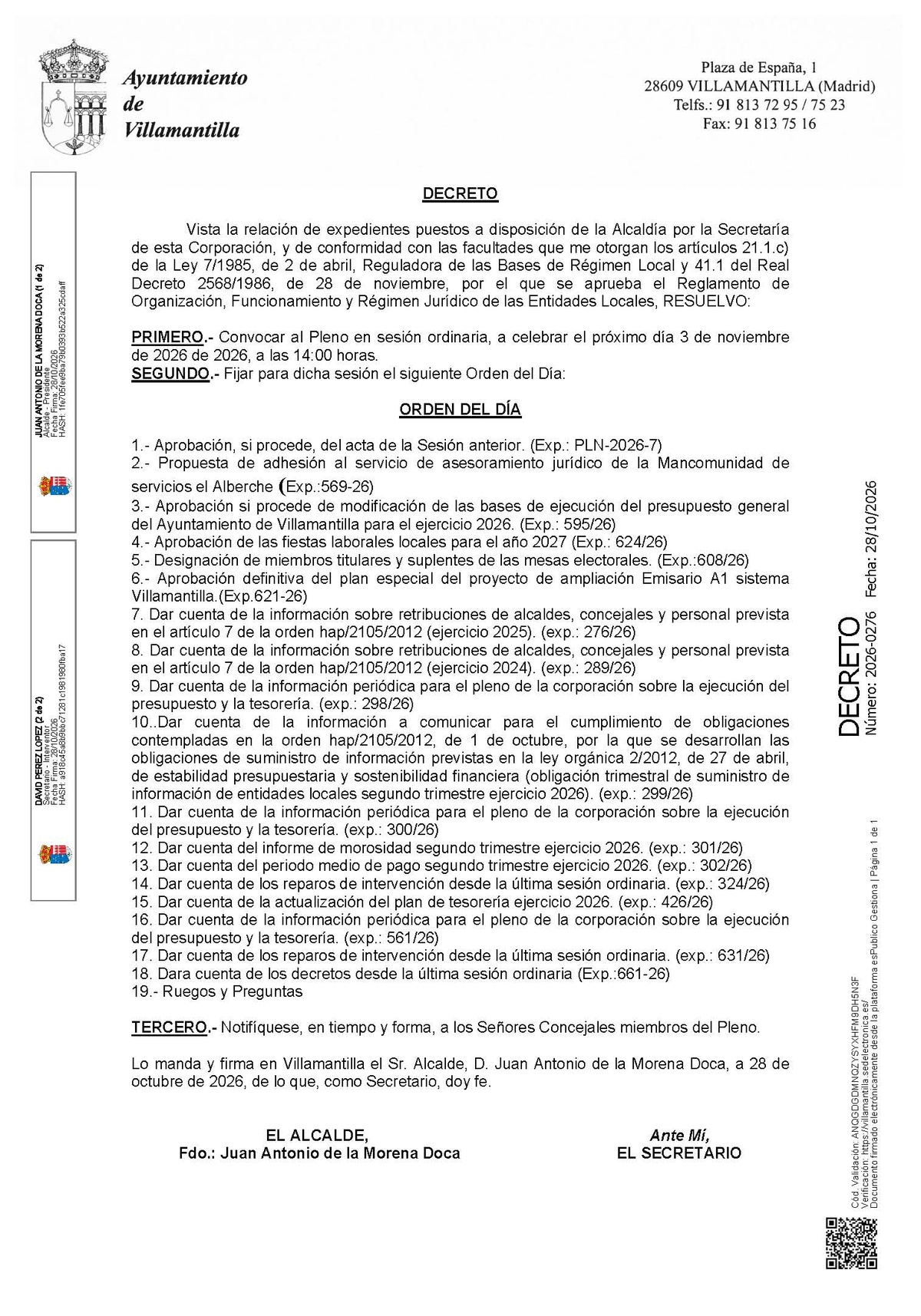 20261028 Resolución Decreto DECRETO 2026 0276 CONVOCATORIA PLENO ORDINARIO 1