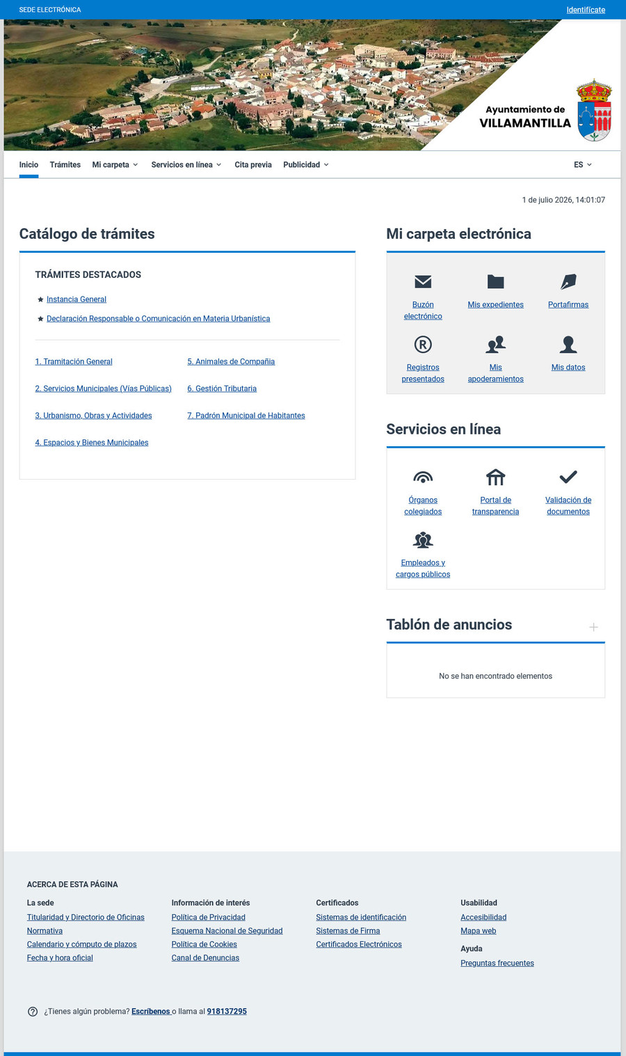 captura Sede Electrónica Ayto.Villamantilla
