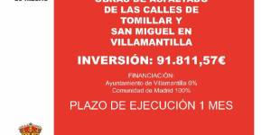 Obras de asfaltado de las calles Tomillar, San Miguel y Rosales en el municipio de Villamantilla