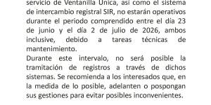 Nota informativa, servicio de Ventanilla Única